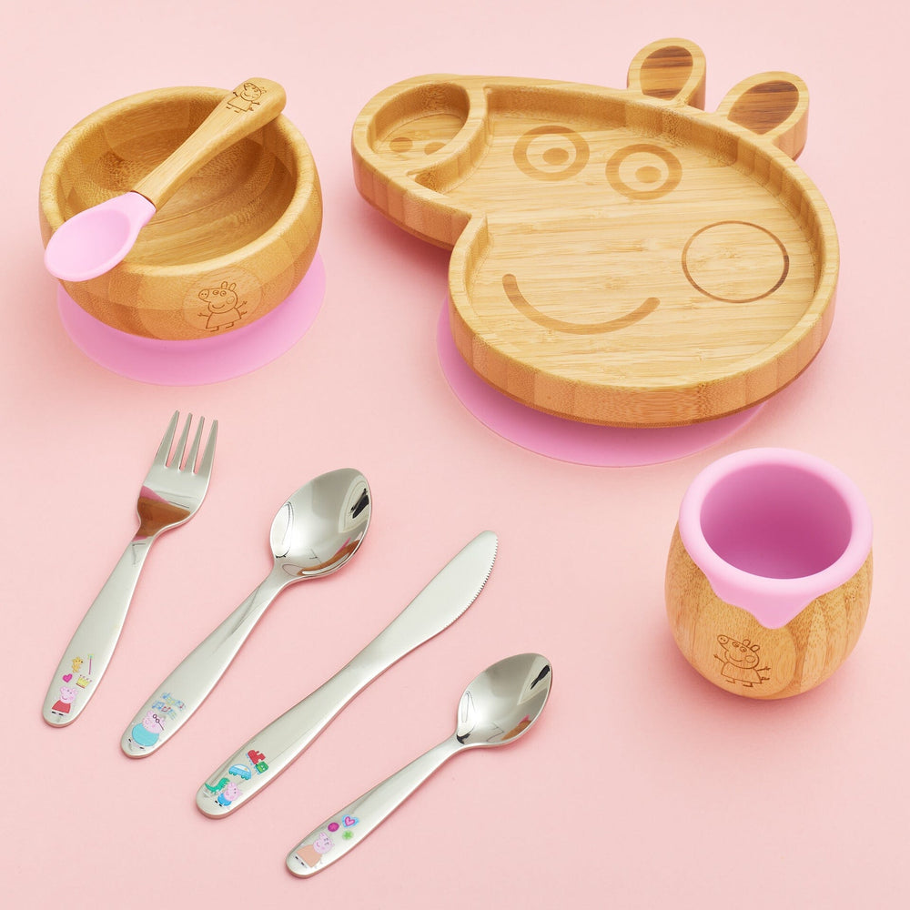 Complete Peppa Pig Bowl, Plate, Cup, and Cutlery Set bamboo bamboo 