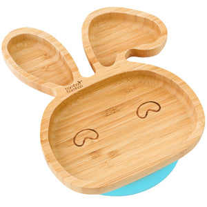 Bamboo Little Bunny Suction Plate Feeding Products bamboo bamboo Blue 
