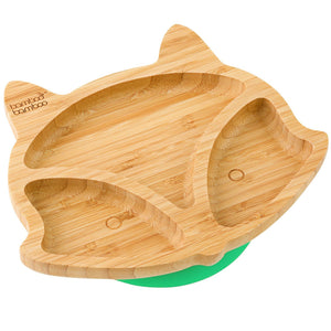 Bamboo Fox Plate Suction Plate Feeding Products bamboo bamboo Green 