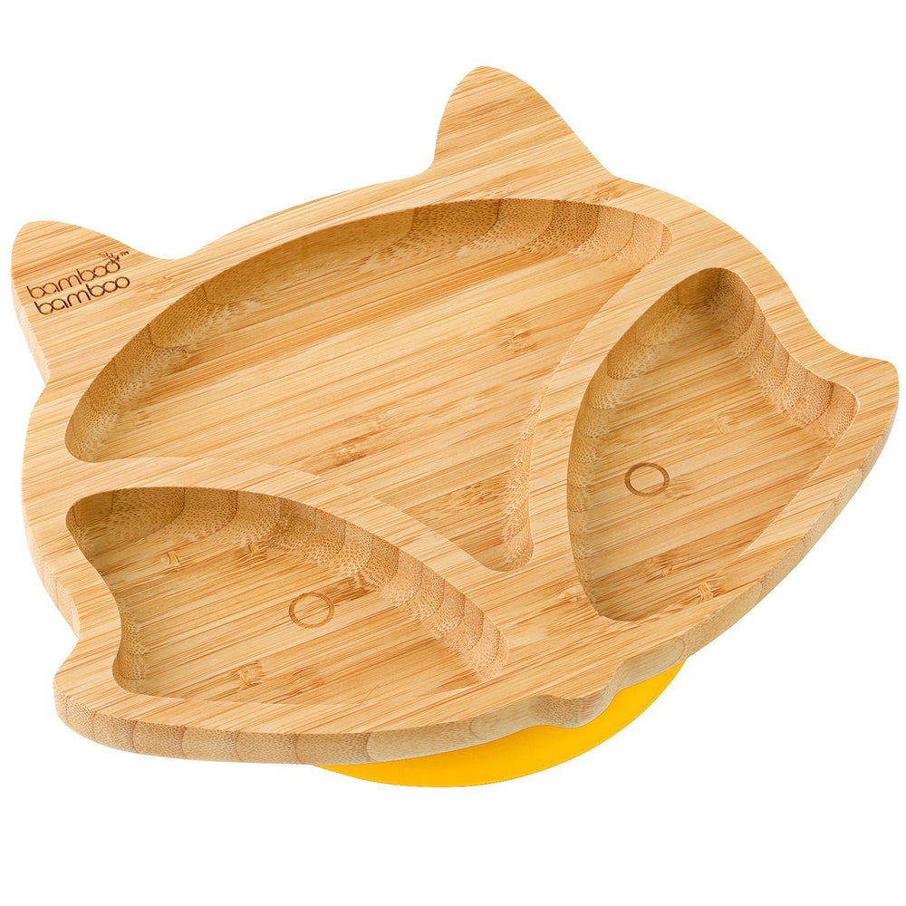 
            
                Load image into Gallery viewer, Bamboo Fox Plate Suction Plate Feeding Products bamboo bamboo Yellow 
            
        