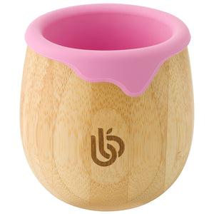 Bamboo Toddler Cup for Kids, 150ml Bamboo Transition Cup for Baby with Silicone Liner, can also be used as Snack Cup, Ideal for Baby-Led Weaning, Promotes Drinking and Oral Motor Skills, Pink
