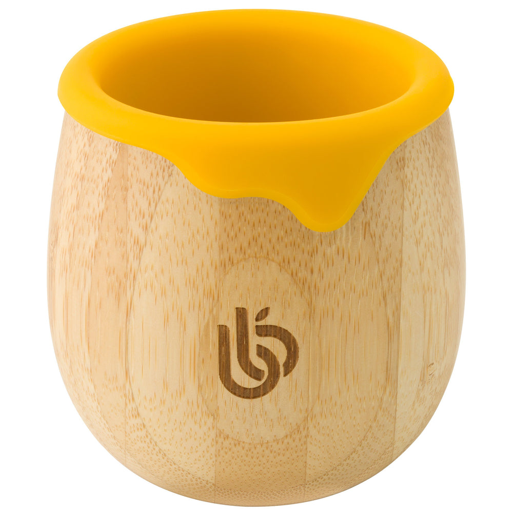 Bamboo Toddler Cup for Kids, 150ml Bamboo Transition Cup for Baby with Silicone Liner, can also be used as Snack Cup, Ideal for Baby-Led Weaning, Promotes Drinking and Oral Motor Skills, Yellow